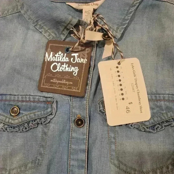 Matilda Jane Lyles Girls Drapery Chambray Shirt Size 10 NWT Denim. - Picture 13 of 13
